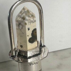 Essential Oil Rollerball Necklace - Ocean Jasper Stone - Refillable Oil Roller